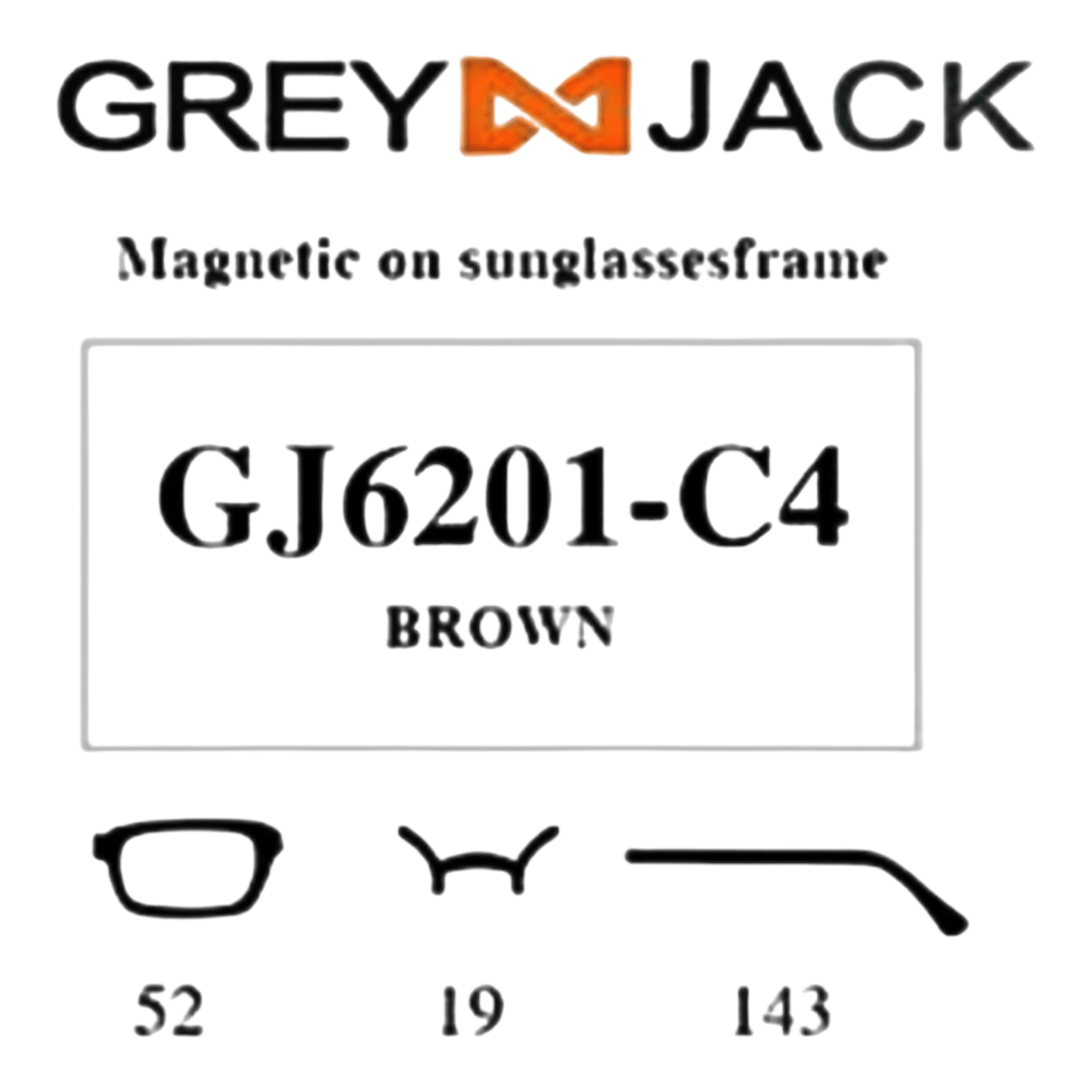 Grey Jack Clip On | Magnetic On Sunglasses Frame | GJ6201 | Brown | 52-19-143 - EVORA