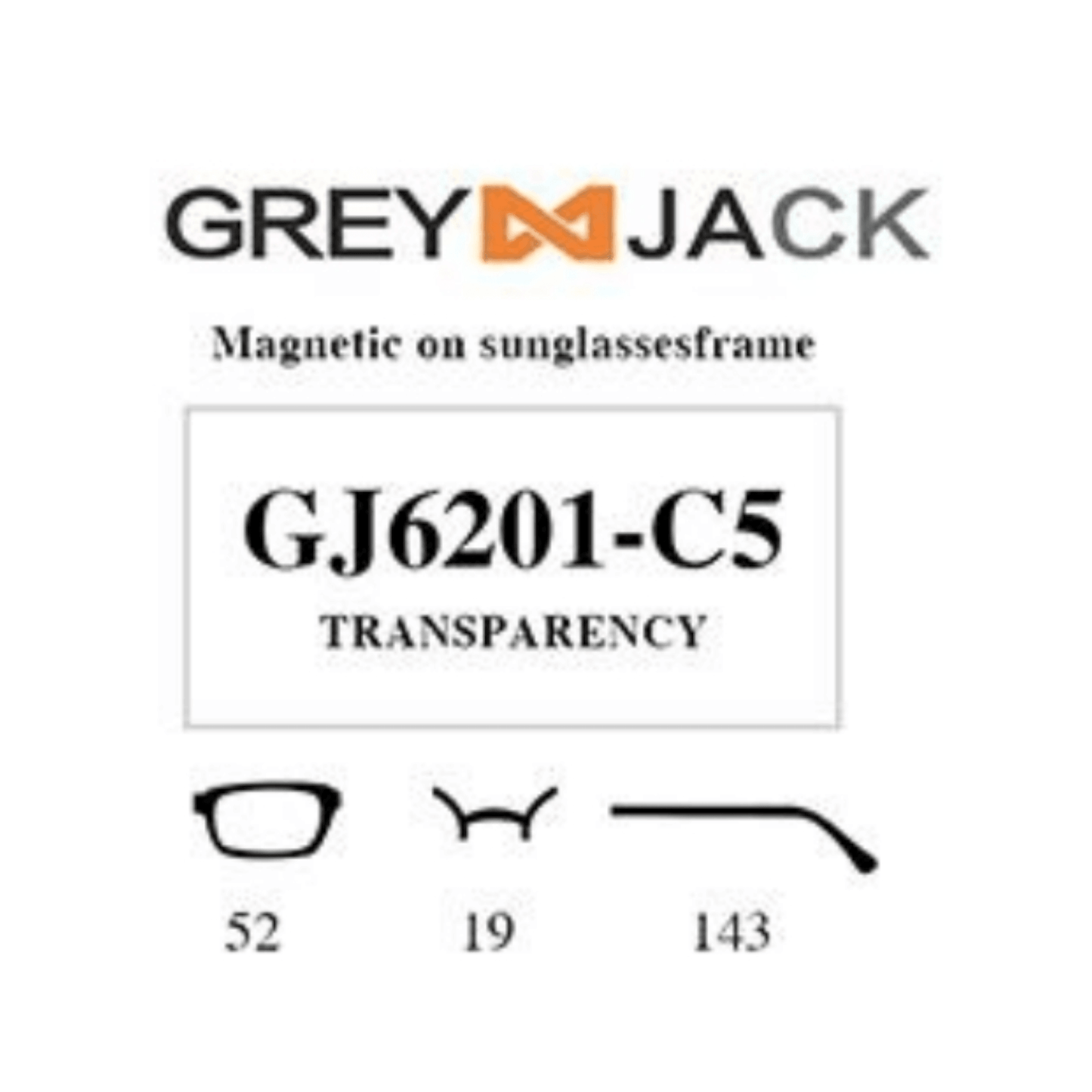 Grey Jack Clip On | Magnetic On Sunglasses Frame | GJ6201 | Transparency | 52-19-143 - EVORA