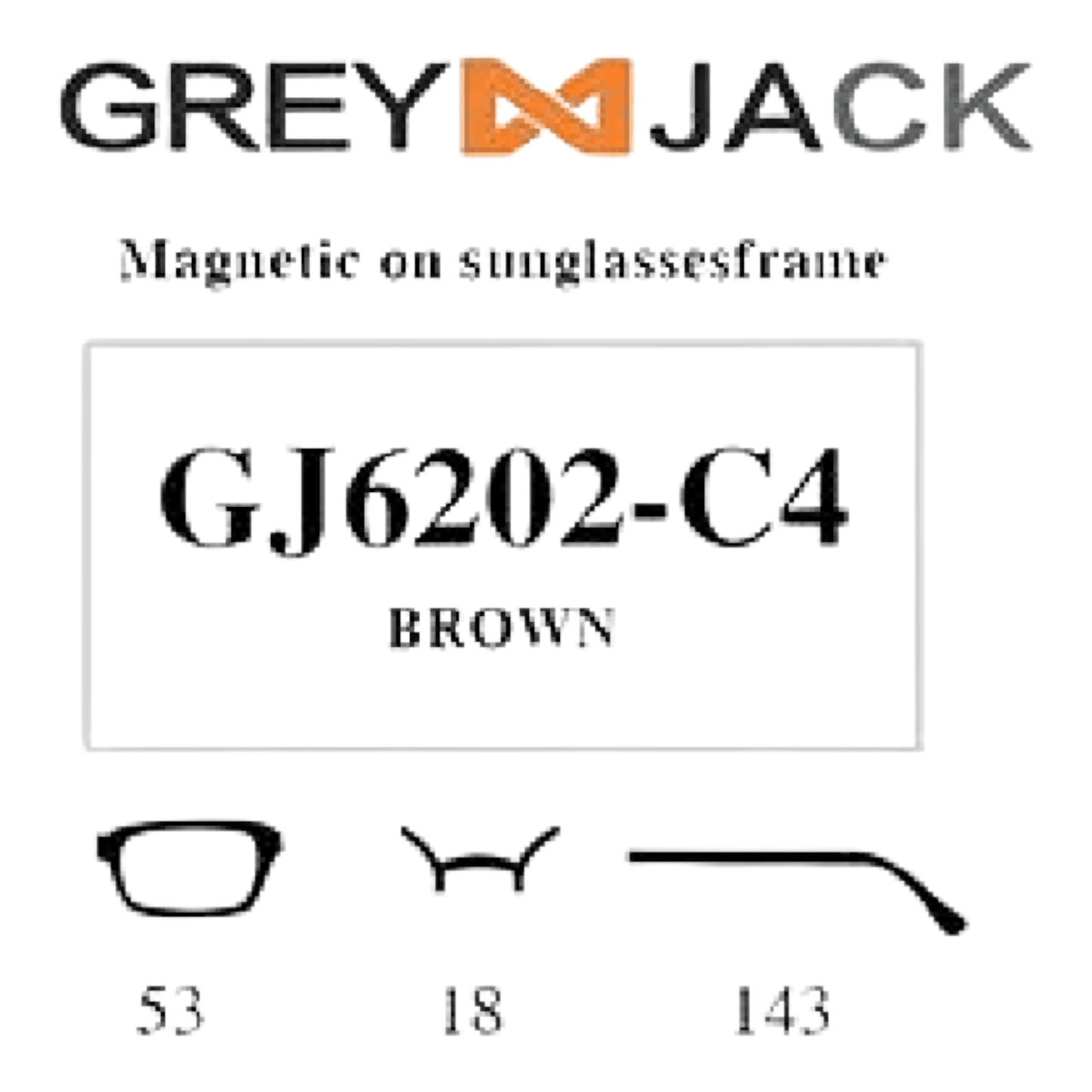 Grey Jack Clip On | Magnetic On Sunglasses Frame | GJ6202 | Brown | 53-18-143 - EVORA