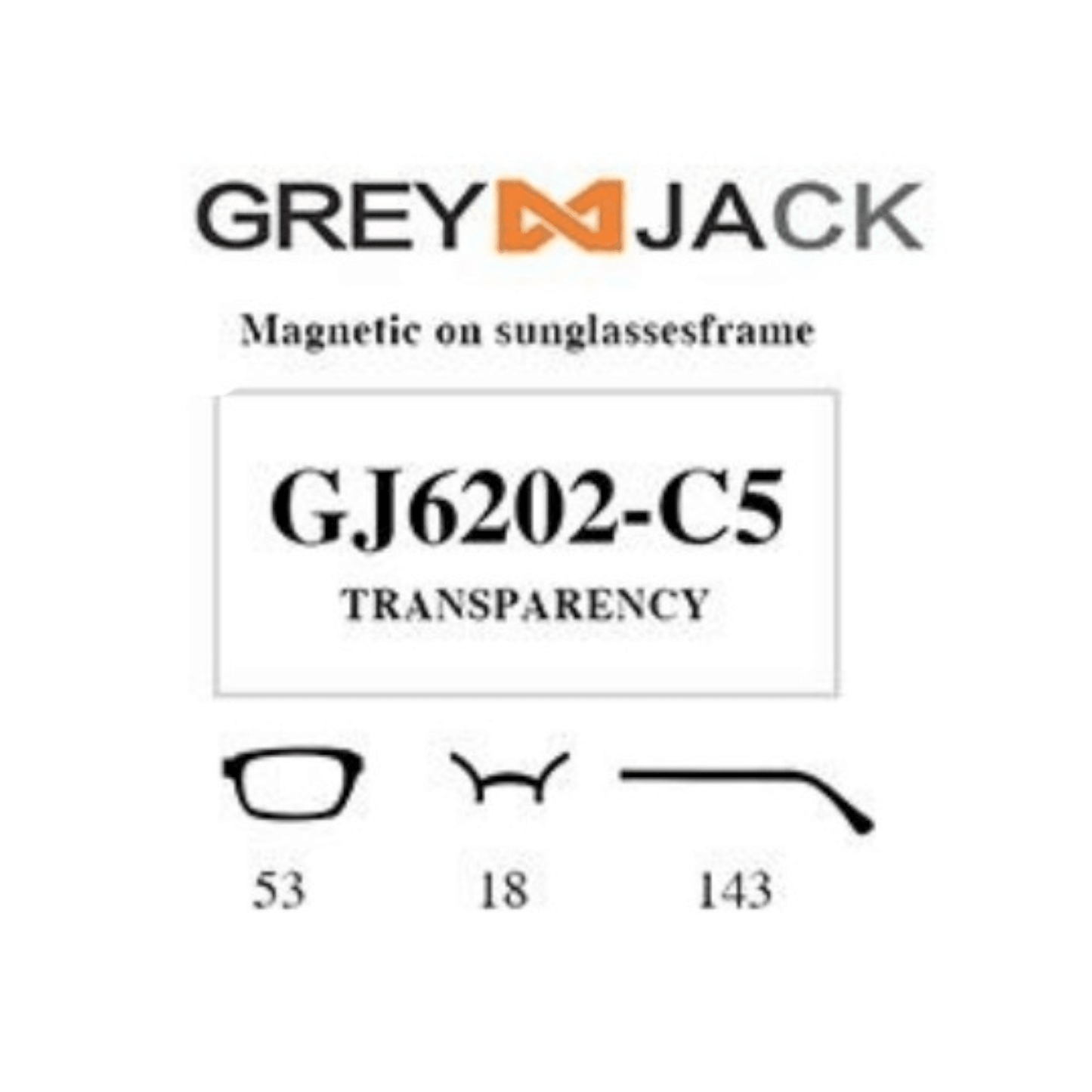 Grey Jack Clip On | Magnetic On Sunglasses Frame | GJ6202 | Transparency | 53-18-143 - EVORA
