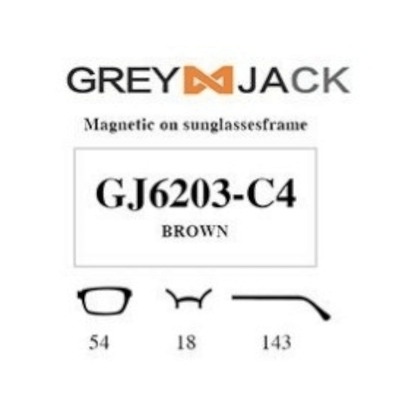 Grey Jack Clip On | Magnetic On Sunglasses Frame | GJ6203 | Brown | 54-18-143 - EVORA
