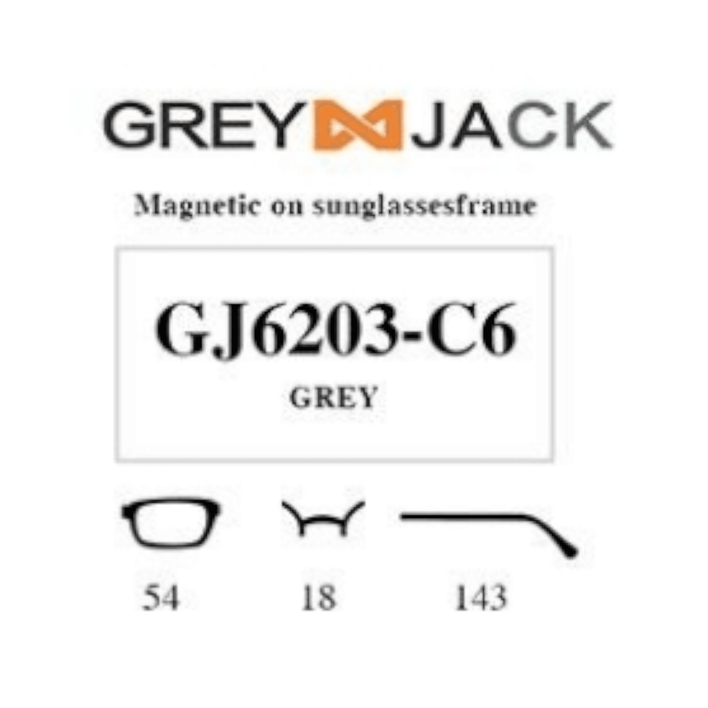 Grey Jack Clip On | Magnetic On Sunglasses Frame | GJ6203 | Grey | 54-18-143 - EVORA