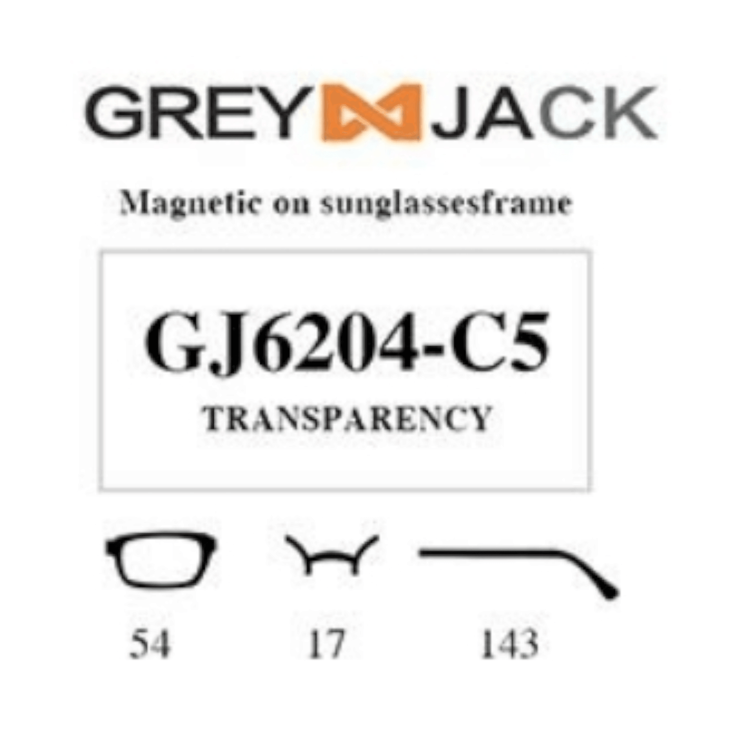 Grey Jack Clip On | Magnetic On Sunglasses Frame | GJ6204 | Transparency | 54-17-143 - EVORA