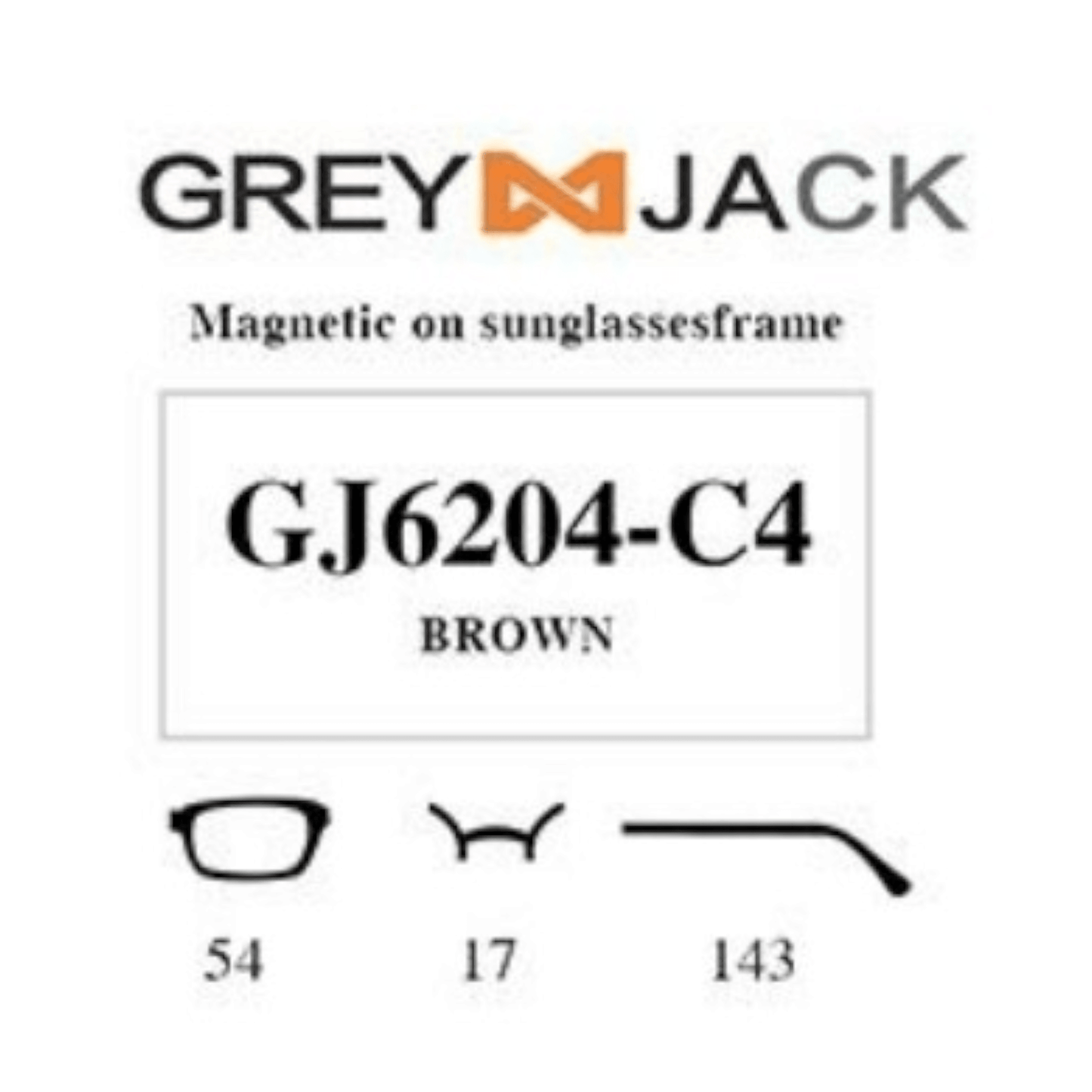 Grey Jack Clip On | Magnetic On Sunglasses Frame | GJ6204 | Brown | 54-17-143 - EVORA