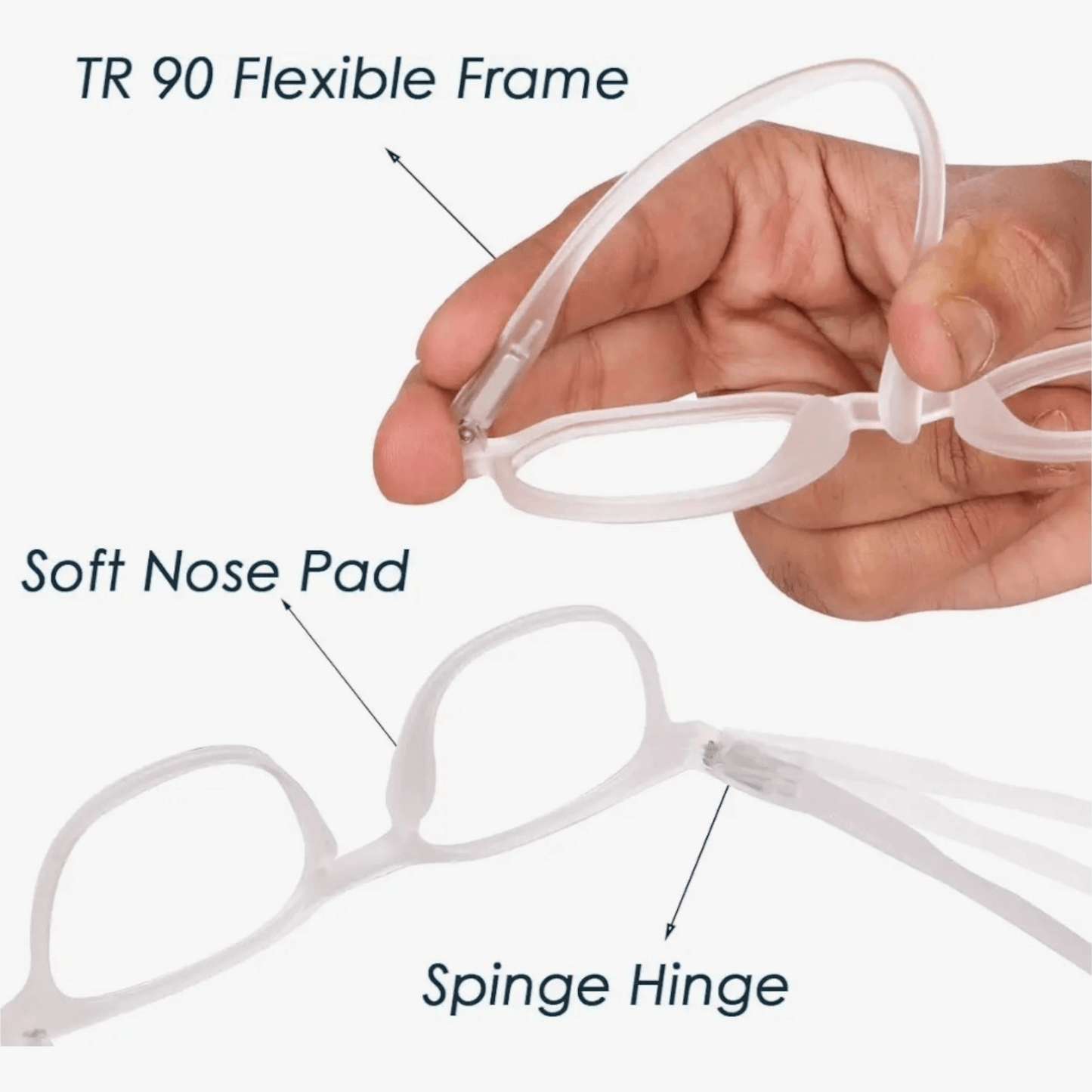 EVORA Hustle | Matte White | Zero Power Bluecut AntiGlare Computer Glasses | For Men & Women | Medium | EV10001 | Dark Blue - EVORA