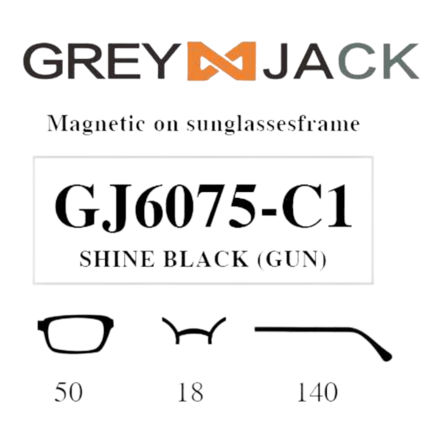 Grey Jack Clip On | GJ6075 Shine Black (Gun) | 50-18-140 - EVORA