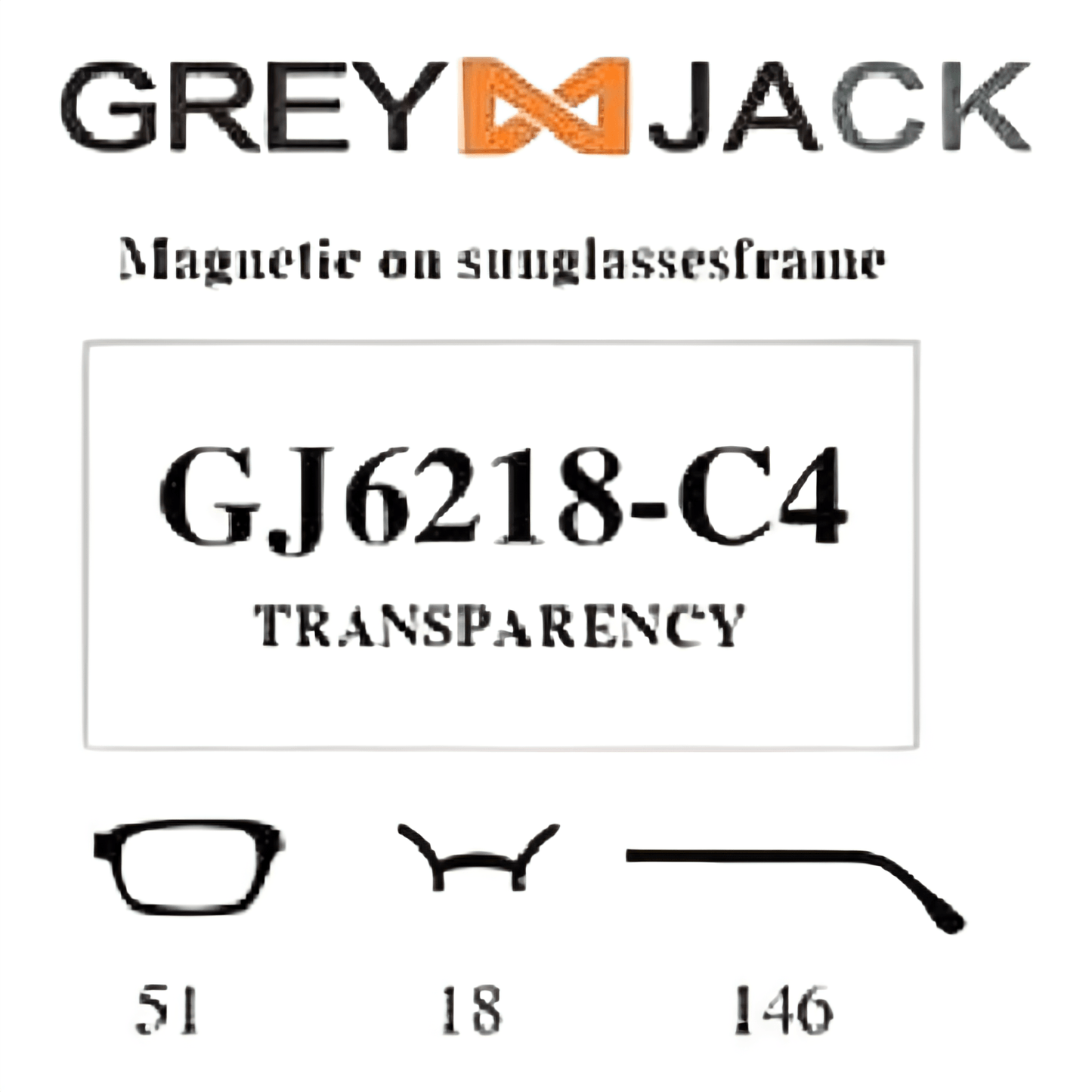 Grey Jack Clip On | Magnetic On Sunglasses Frame | GJ6218 | Transparency | 51-18-146 - EVORA