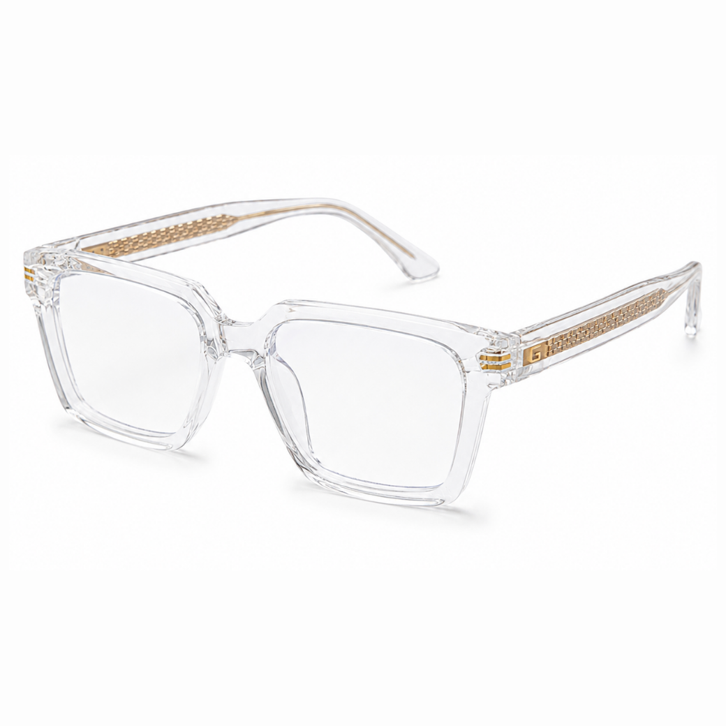 EVORA L7007 Crystal Ice Premium Acetate Eyewear Frame | Transparent Square Glasses | Size 51-18-150