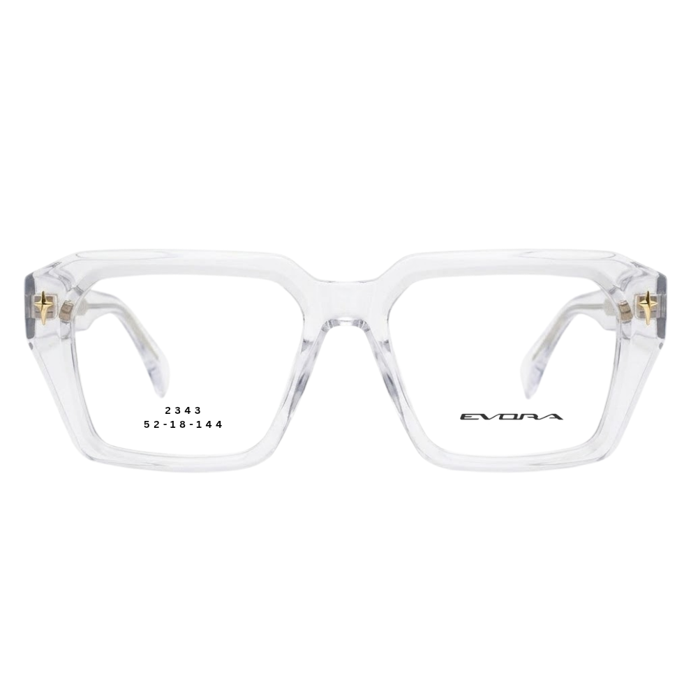 EVORA 2343 crystal clear rectangular full rim eyeglasses 52-18-144