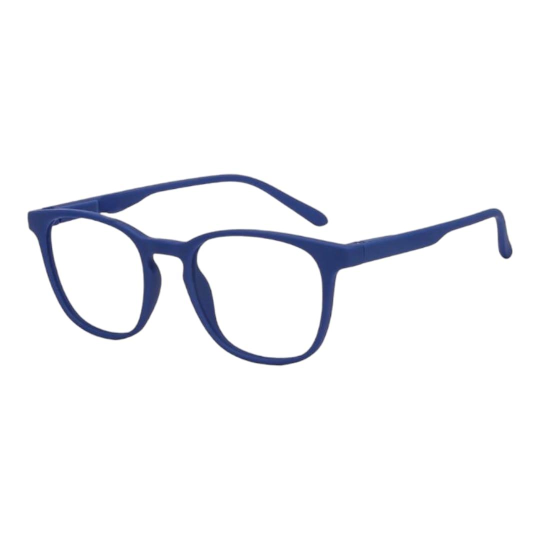 EVORA Hustle | Navy Blue | Zero Power Bluecut AntiGlare Computer Glasses | For Men & Women | Medium | EV10001 | Dark Blue - EVORA