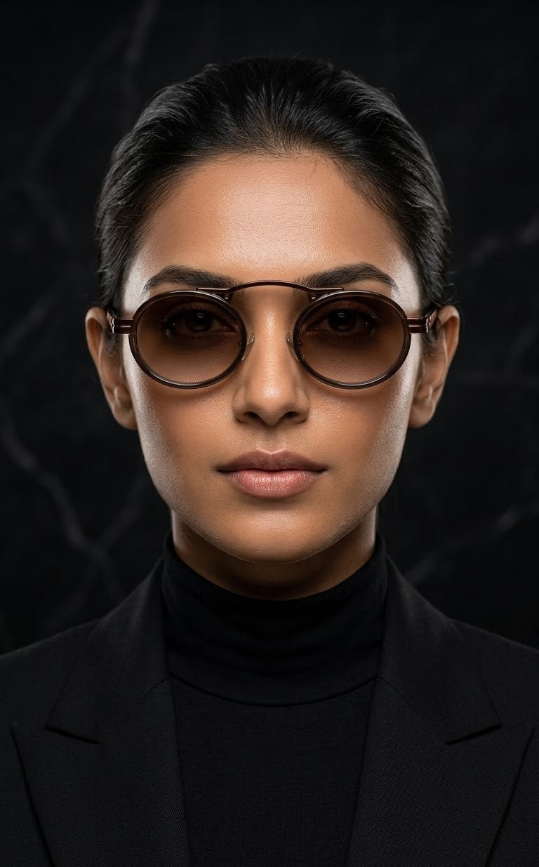 EVORA Mocha Halo – Premium Round Brown Sunglasses for Women