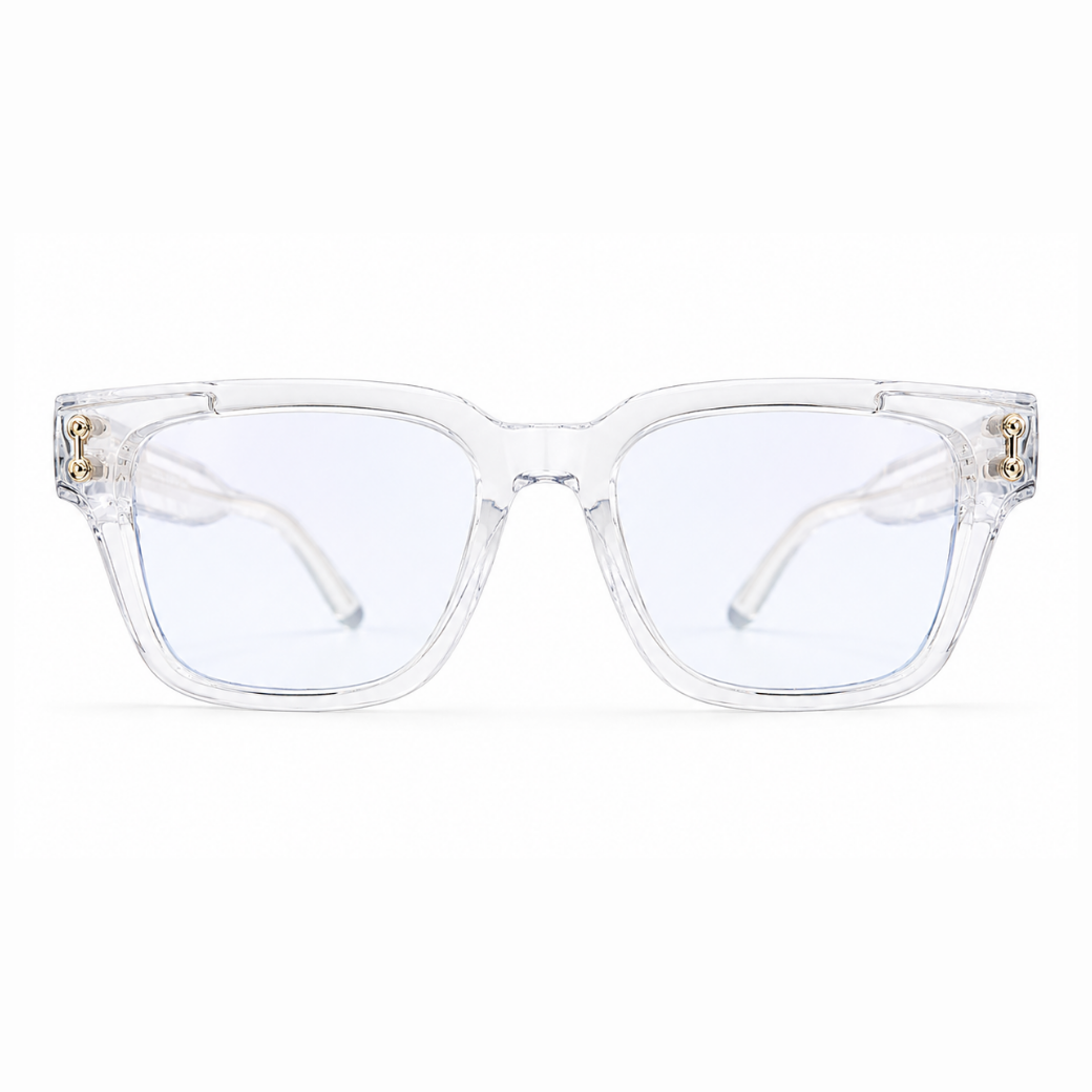 EVORA L7005 Crystal Frost Premium Acetate Eyewear Frame | Transparent Square Glasses | Size 51-19-151