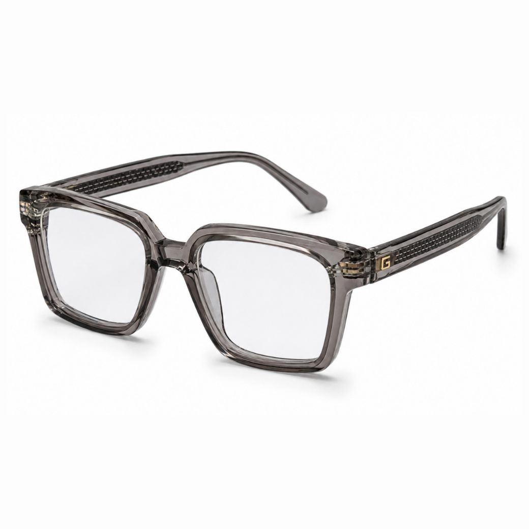 EVORA L7007 Smoke Crystal Premium Acetate Eyewear Frame | Transparent Grey Square Glasses | Size 51-18-150