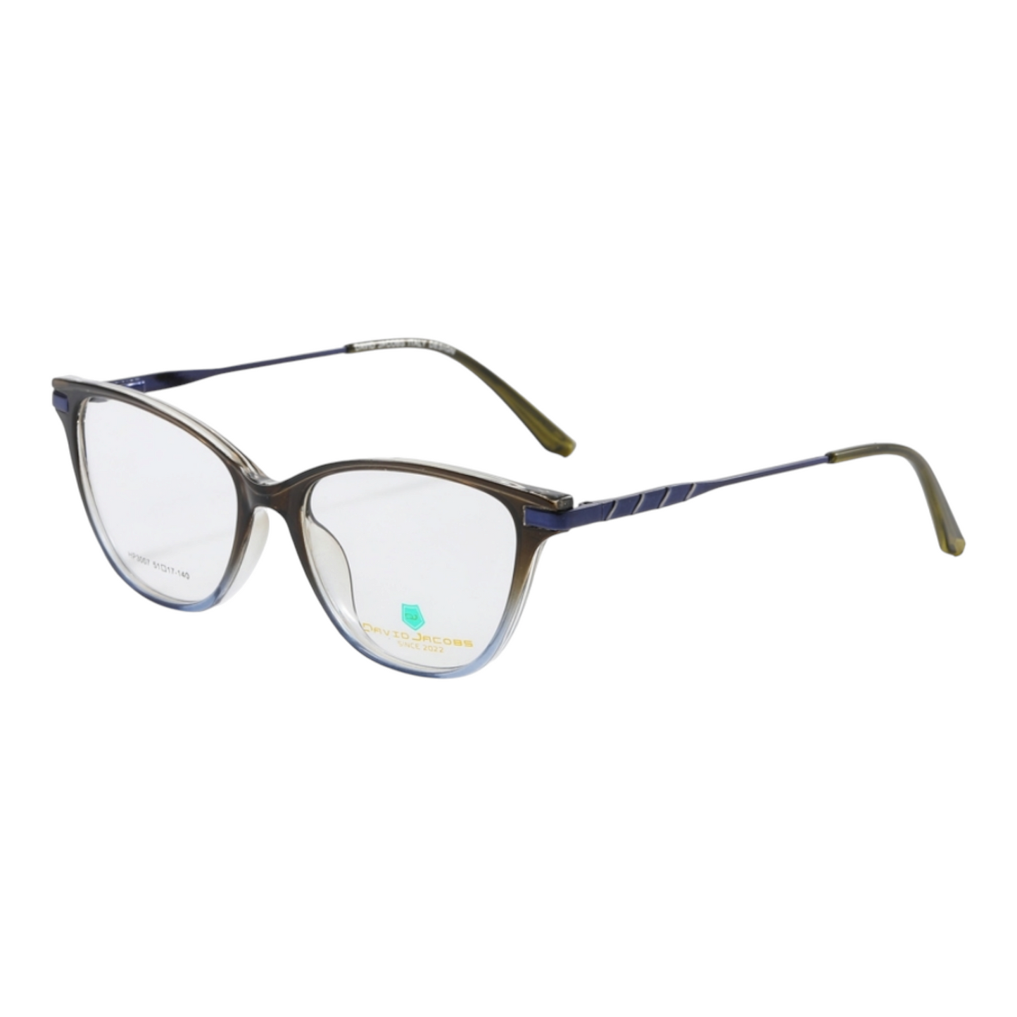EVORA X David Jacobs HP3007 | CatEye Eyeglasses – Stylish Italian Design | 15+ Color Options | Unisex TR90 Frame (51-17-140) - EVORA