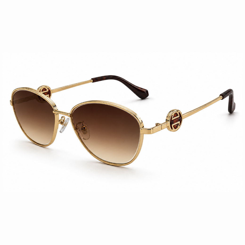 EVORA AURELIA S1 Gold Brown Gradient Premium Metal Sunglasses