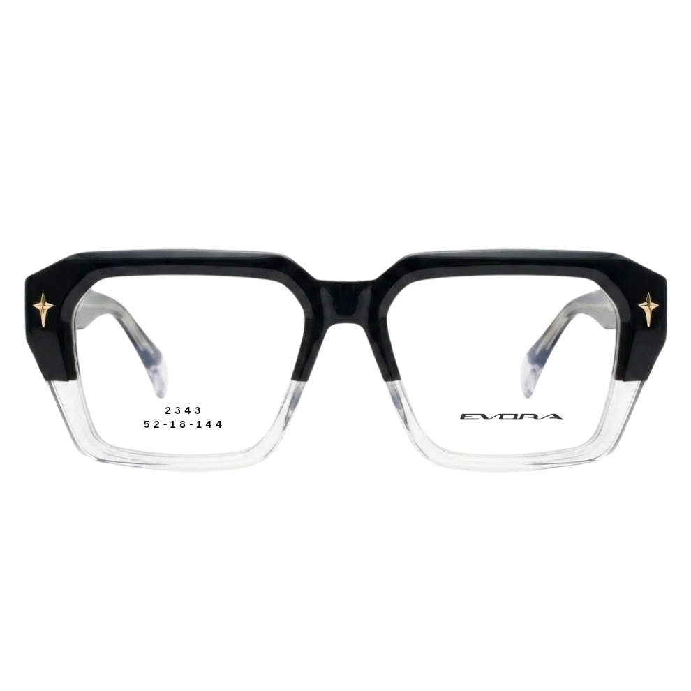 EVORA 2343 black crystal rectangular full rim eyeglasses 52-18-144