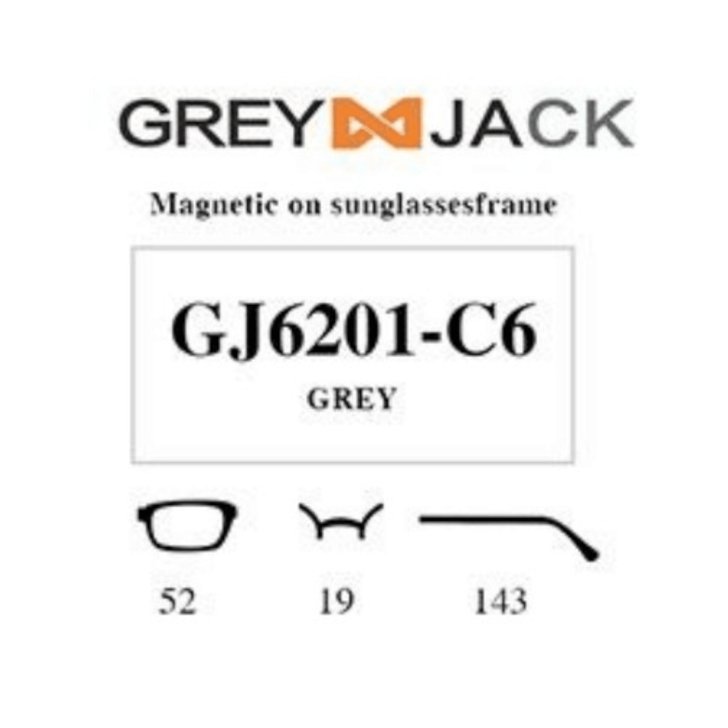 Grey Jack Clip On | Magnetic On Sunglasses Frame | GJ6201 | Grey | 52-19-143