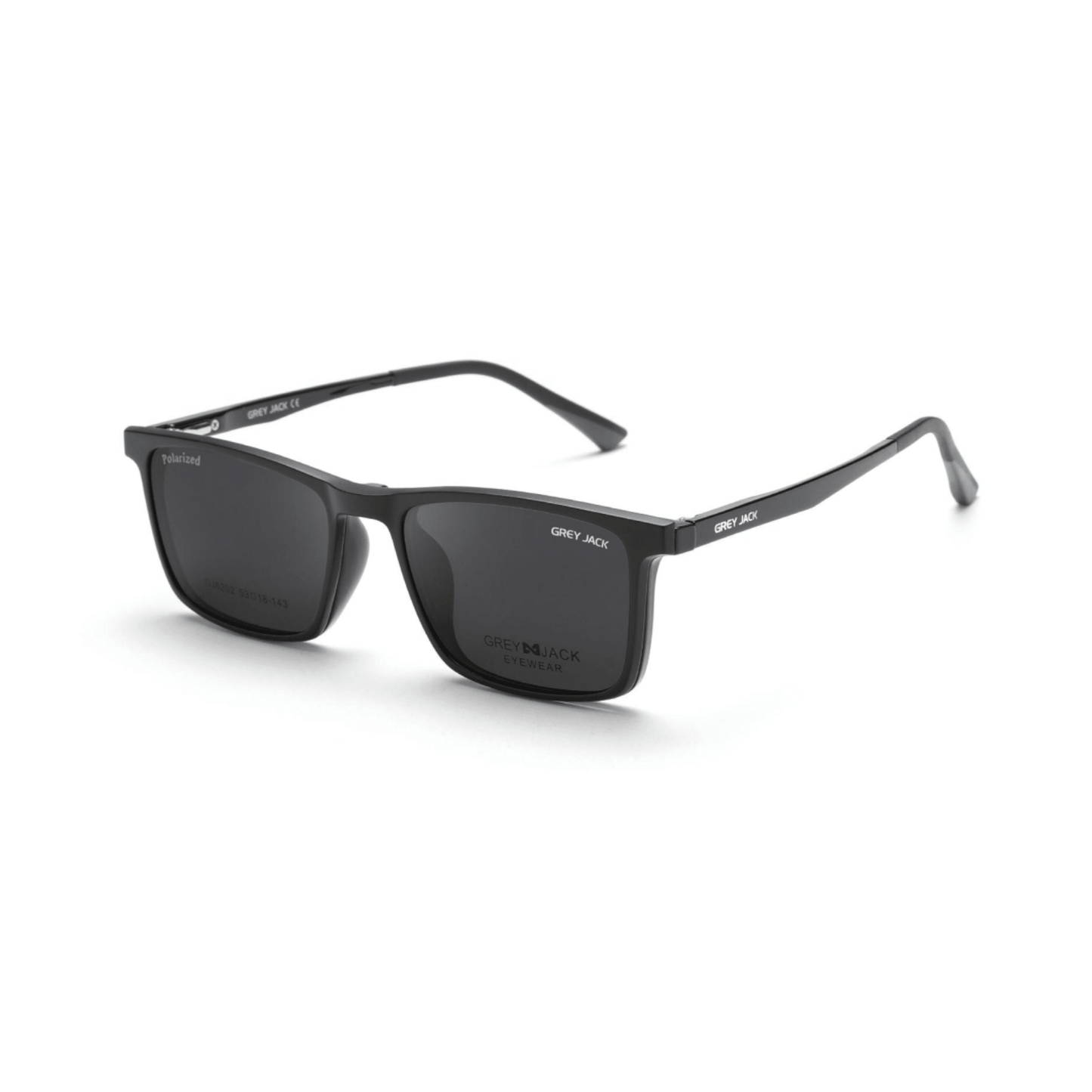 Grey Jack Clip On | Magnetic On Sunglasses Frame | GJ6202 | Shine Black | 53-18-143