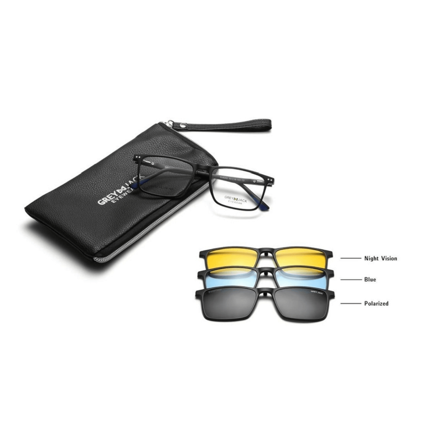 Grey Jack Clip On | Magnetic On Sunglasses Frame | GJ6202 | Matte Black | 53-18-143