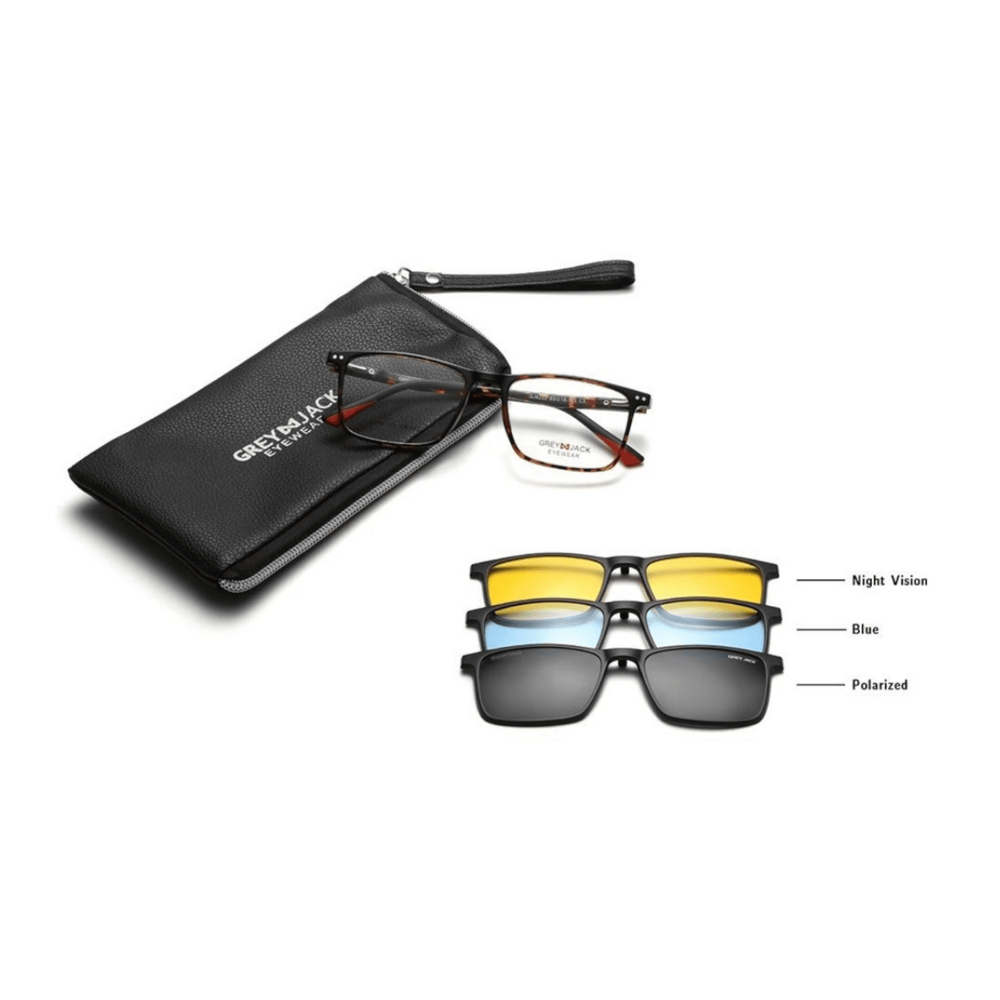 Grey Jack Clip On | Magnetic On Sunglasses Frame | GJ6202 | DEMI | 53-18-143