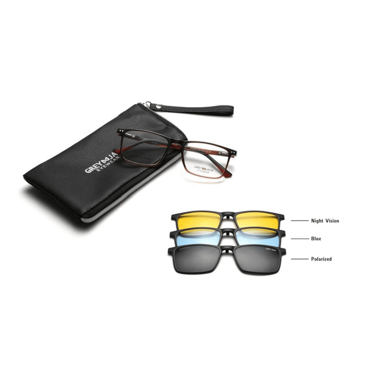 Grey Jack Clip On | Magnetic On Sunglasses Frame | GJ6202 | Brown | 53-18-143