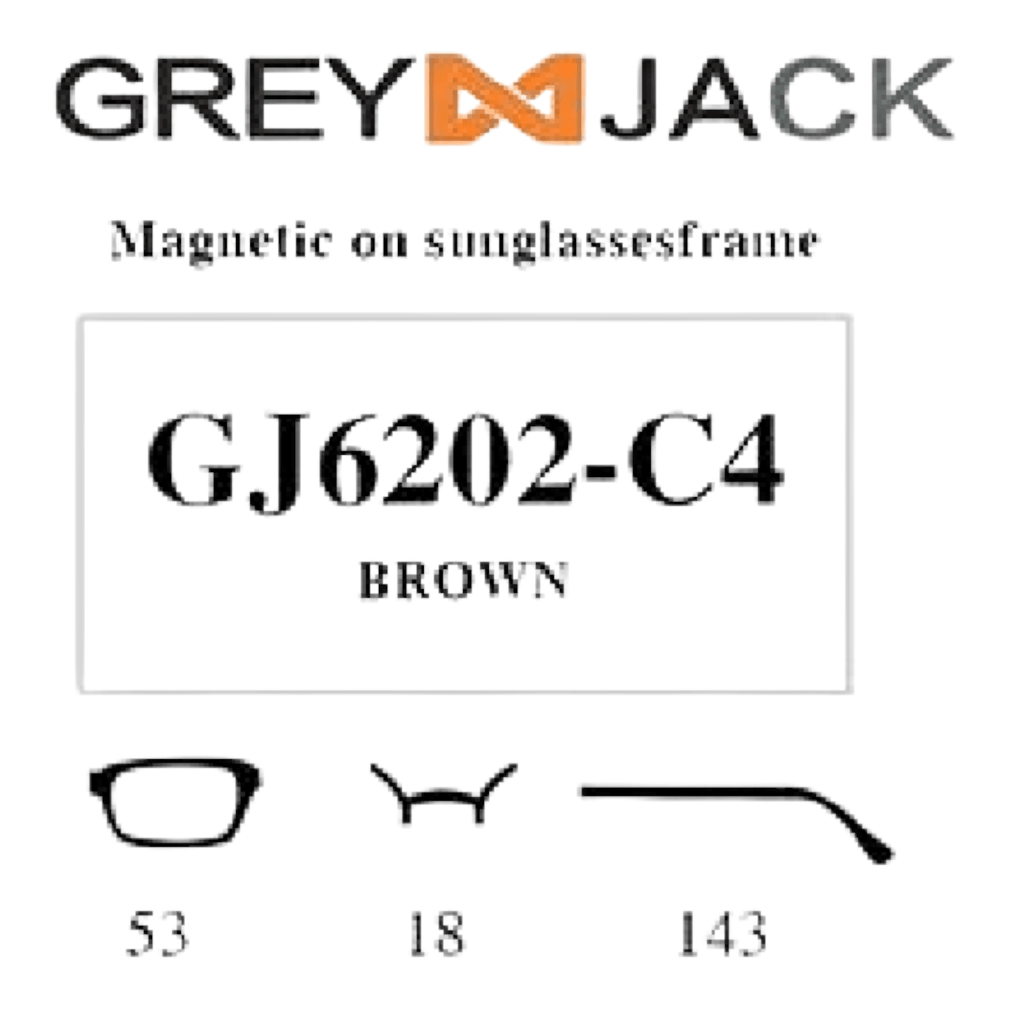 Grey Jack Clip On | Magnetic On Sunglasses Frame | GJ6202 | Brown | 53-18-143