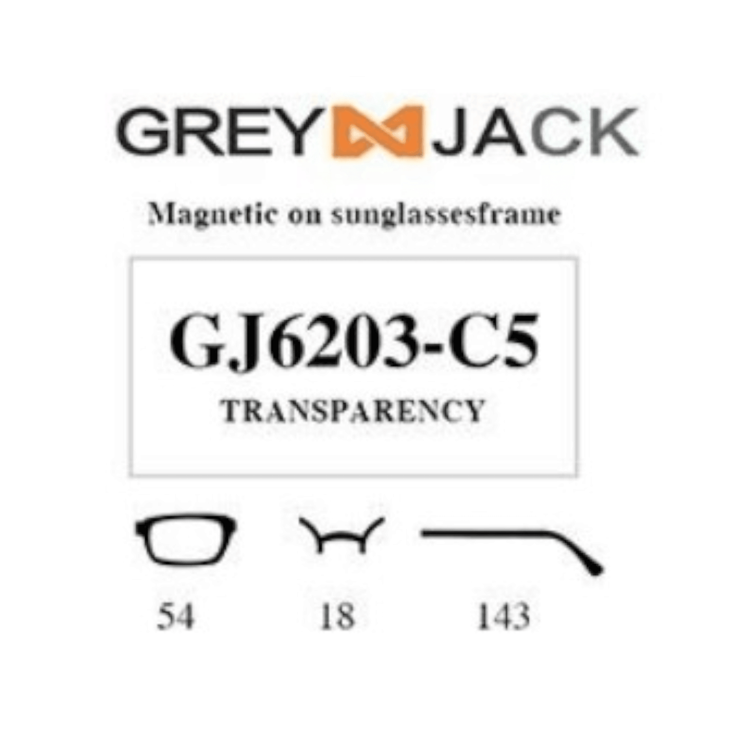 Grey Jack Clip On | Magnetic On Sunglasses Frame | GJ6203 | Transparency | 54-18-143