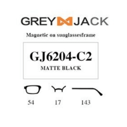 Grey Jack Clip On | Magnetic On Sunglasses Frame | GJ6204 | Matte Black | 54-17-143