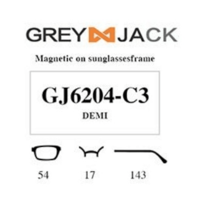 Grey Jack Clip On | Magnetic On Sunglasses Frame | GJ6204 | DEMI | 54-17-143