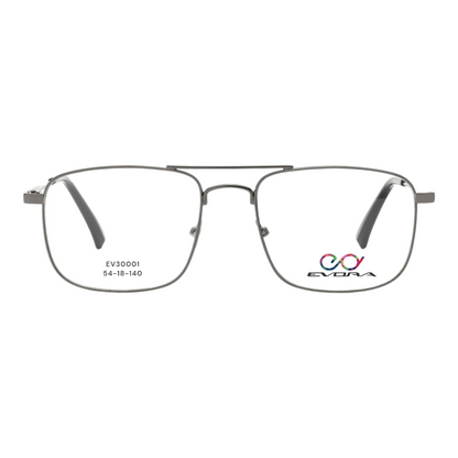 EV30001 Lightweight Metal Eyeglasses | Stylish Rectangle Frames for Men & Women | 54-18-140