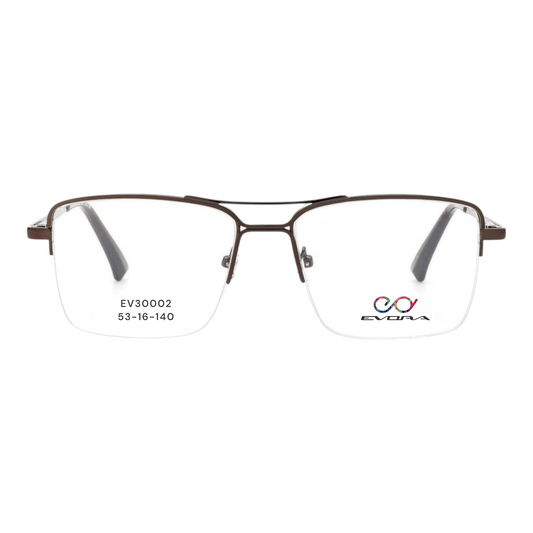 EV30002 Lightweight Metal Eyeglasses | Stylish Rectangle Frames for Men & Women | 53-16-140