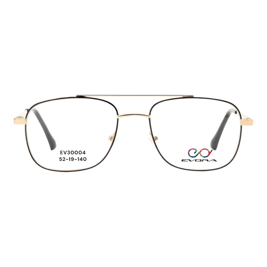 EV30004 Lightweight Metal Eyeglasses | Stylish Rectangle Frames for Men & Women | 52-19-140