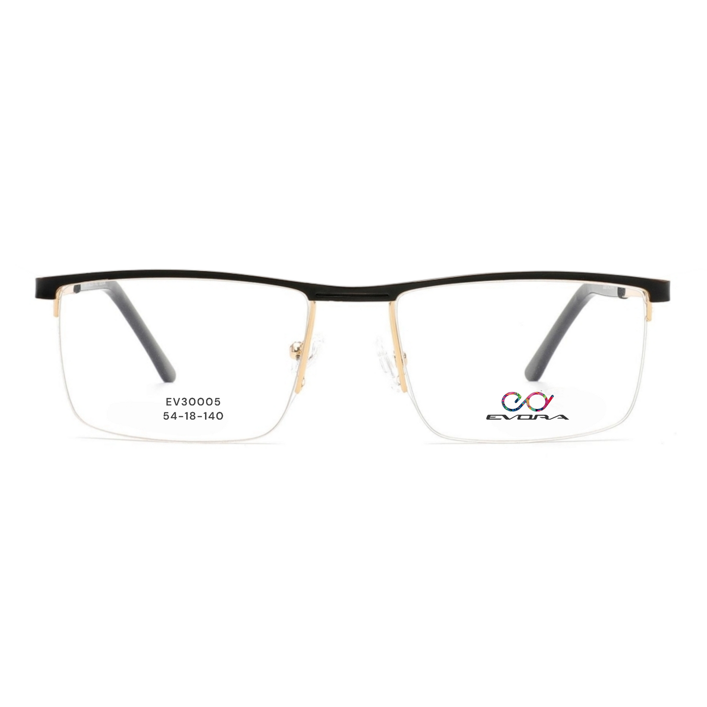 EV30005 Lightweight Metal Eyeglasses | Stylish Rectangle Frames for Men & Women | 54-18-140