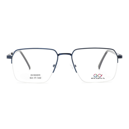 EV30011 Lightweight Metal Eyeglasses | Stylish Rectangle Frames for Men & Women | 54-17-142