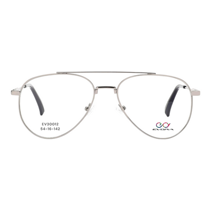 EV30012 Lightweight Metal Eyeglasses | Stylish Rectangle Frames for Men & Women | 54-16-142