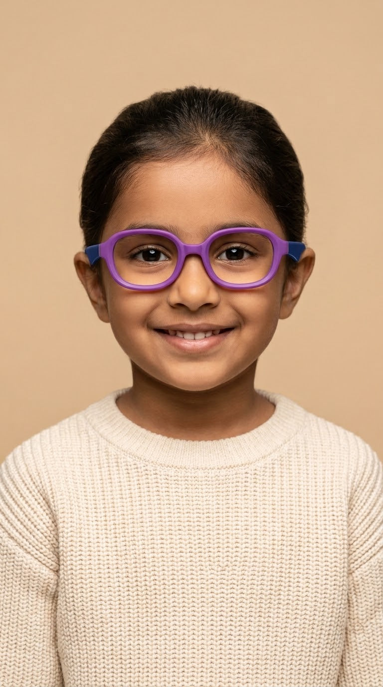 EVORA Kids Flex TR90 Eyeglasses – Purple & Royal Blue | Model LLH-1008 | Size 48-18-136