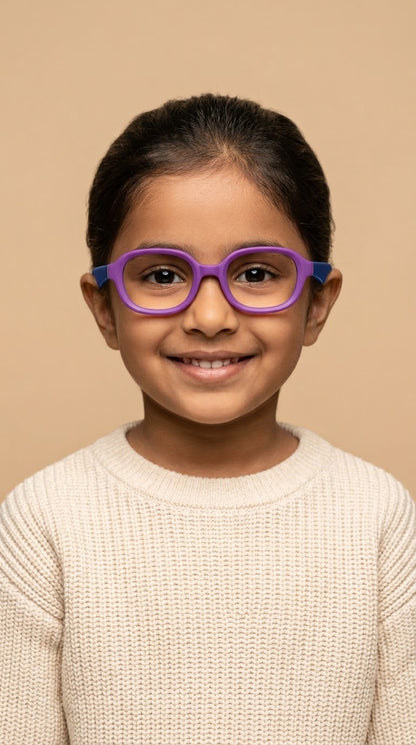 EVORA Kids Flex TR90 Eyeglasses – Purple & Royal Blue | Model LLH-1008 | Size 48-18-136