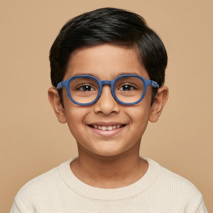 EVORA Kids Flex TR90 Eyeglasses – Navy Blue & Sky Blue | Model LHH-1010 | Size 44-20-130