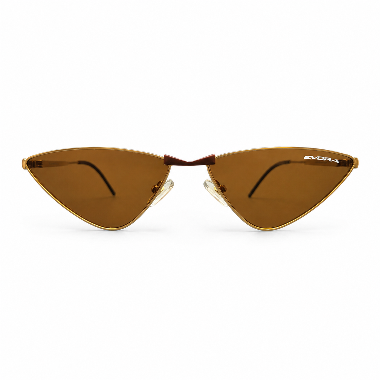 EVORA Astra Edge EVS-901 Gold Metal Cat-Eye Sunglasses with Brown UV Protected Lenses