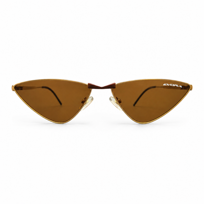 EVORA Astra Edge EVS-901 Gold Metal Cat-Eye Sunglasses with Brown UV Protected Lenses