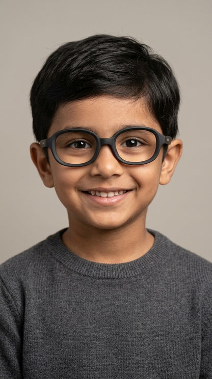 EVORA Kids Flex TR90 Eyeglasses – Black & Black | Model LLH-1008 | Size 48-18-136