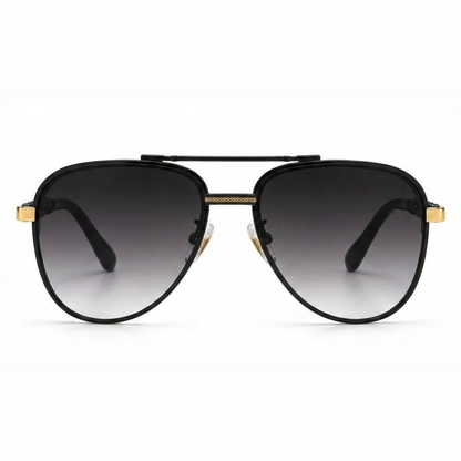 EVORA Monarch – Matte Black Gold Aviator Premium Sunglasses