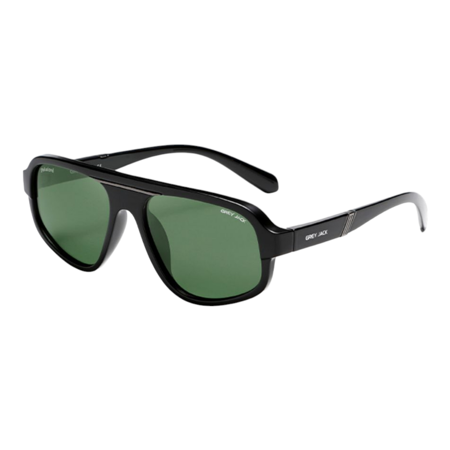 Grey Jack GJ A040 Polarized Aviator Sunglasses – Black Frame with G15 Green Lens