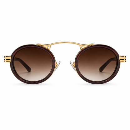 EVORA Amber Halo – Premium Round Tortoise Sunglasses for Women