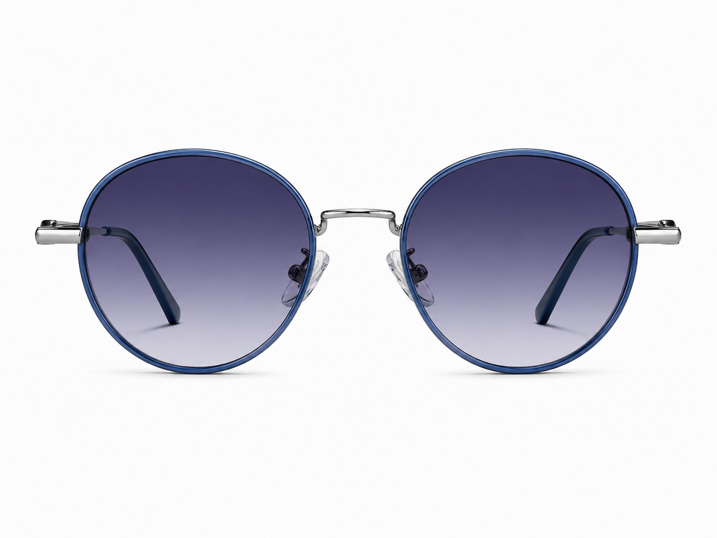 EVORA Eclipse – Silver Blue Gradient Round Premium Sunglasses