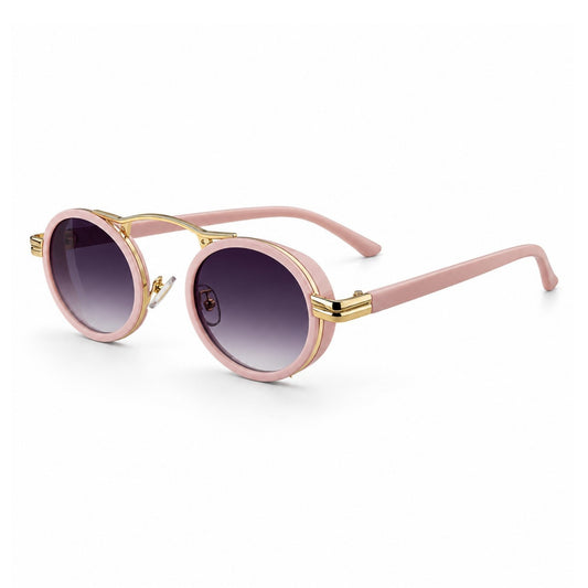 EVORA Blush Halo – Premium Round Pink Sunglasses for Women