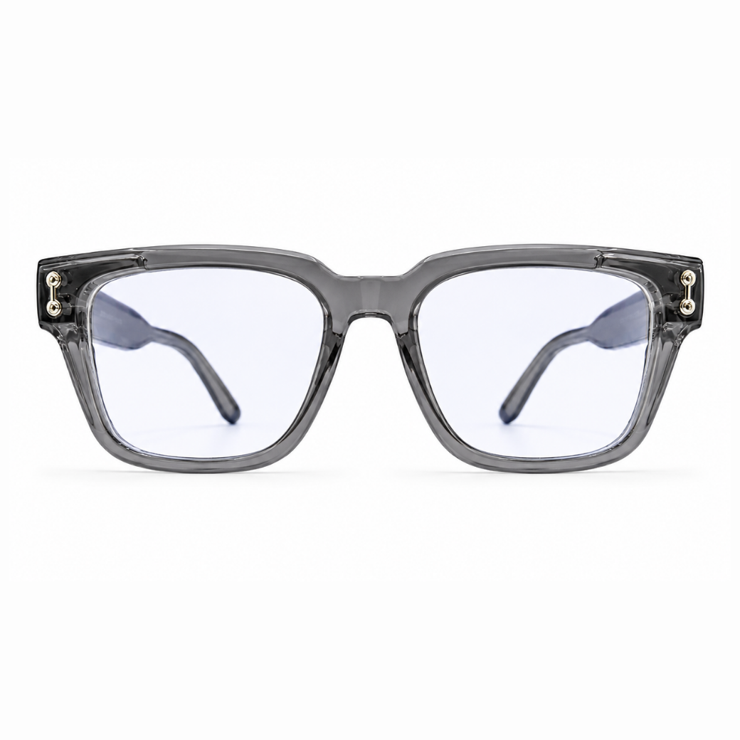 EVORA L7005 Smoke Quartz Premium Acetate Eyewear Frame | Transparent Grey Square Glasses | Size 51-19-151