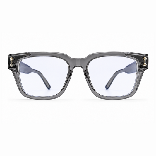 EVORA L7005 Smoke Quartz Premium Acetate Eyewear Frame | Transparent Grey Square Glasses | Size 51-19-151