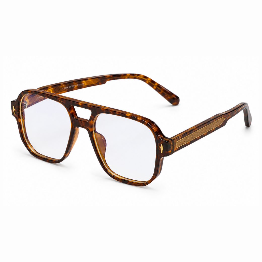 EVORA L7008 Amber Havana Premium Acetate Navigator Eyewear Frame | Classic Tortoise | Size 55-19-149