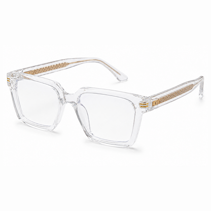 EVORA L7007 Crystal Ice Premium Acetate Eyewear Frame | Transparent Square Glasses | Size 51-18-150